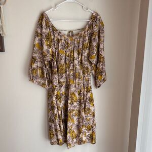 DAILY PRACTICE ANTHROPOLOGIE Mollie Floral Tunic Dress Women XL beach cover-up